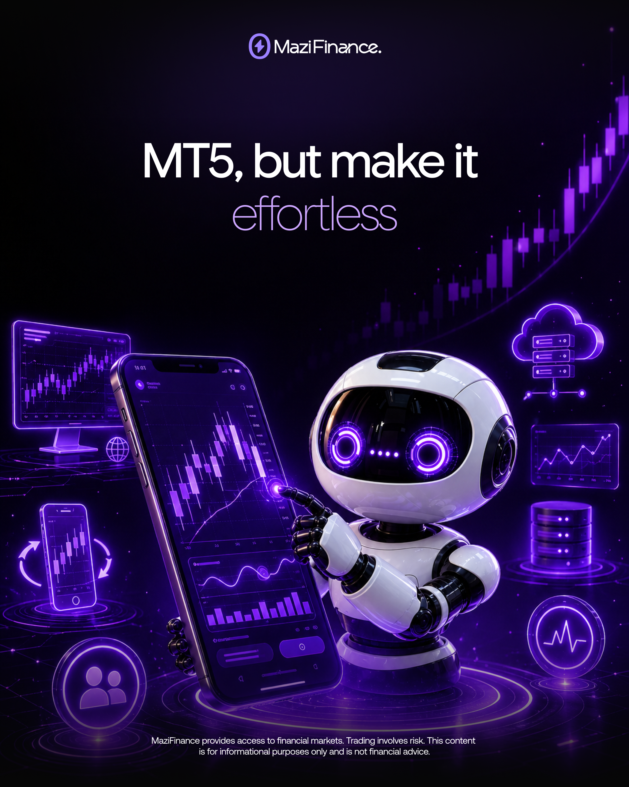 MaziFinance story frame with bull sculpture