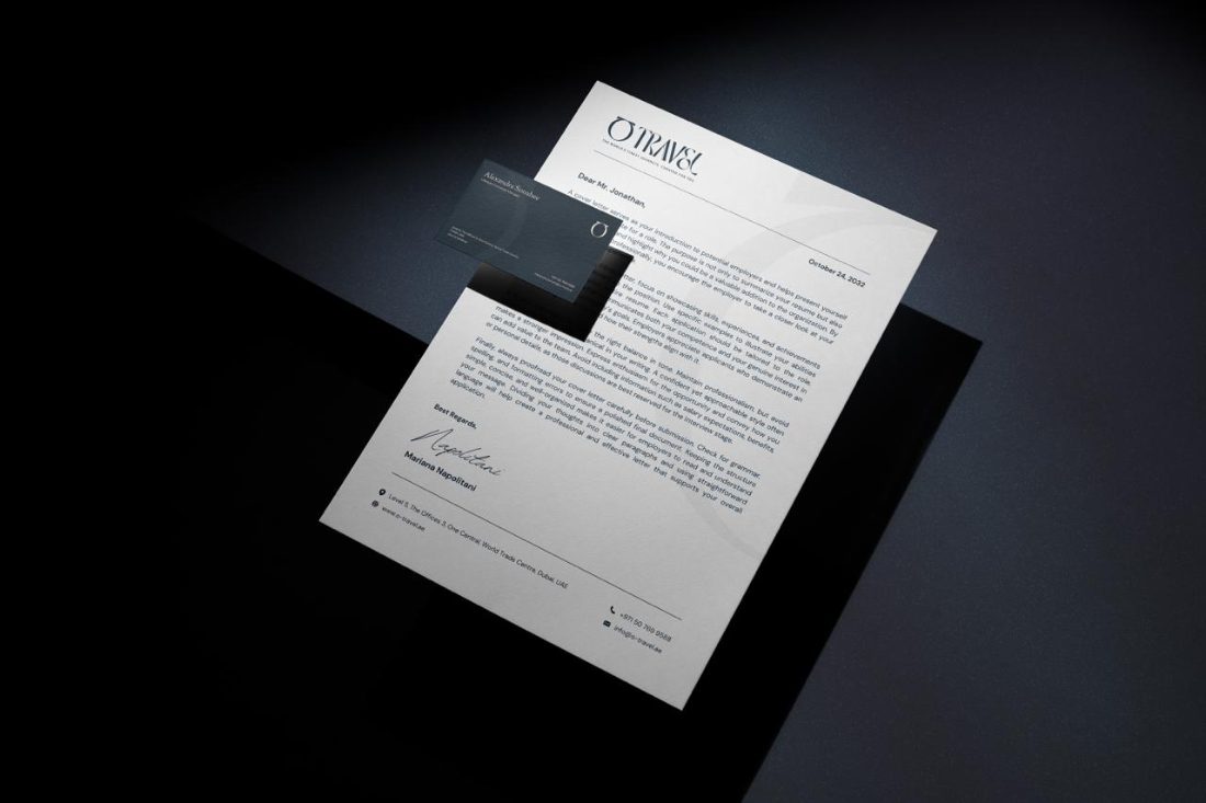 Otravel letterhead and business card