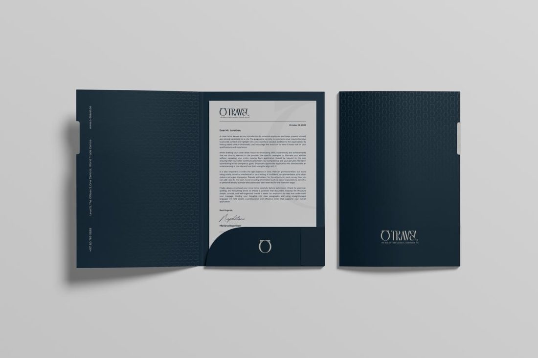 Otravel presentation folder, inside and out